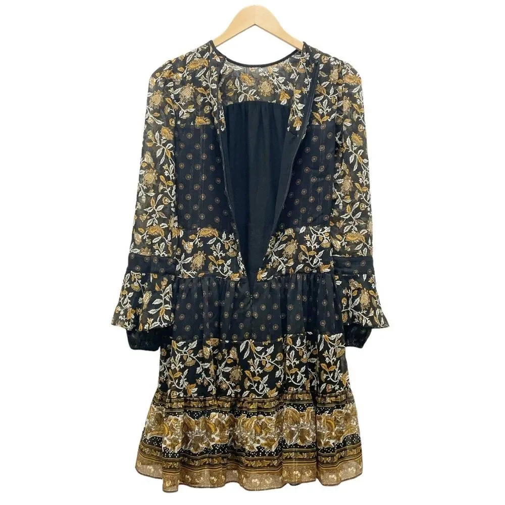 Michael Kors Mixed Botanical Print Georgette Dress Boho Flowy Women’s Size XXS